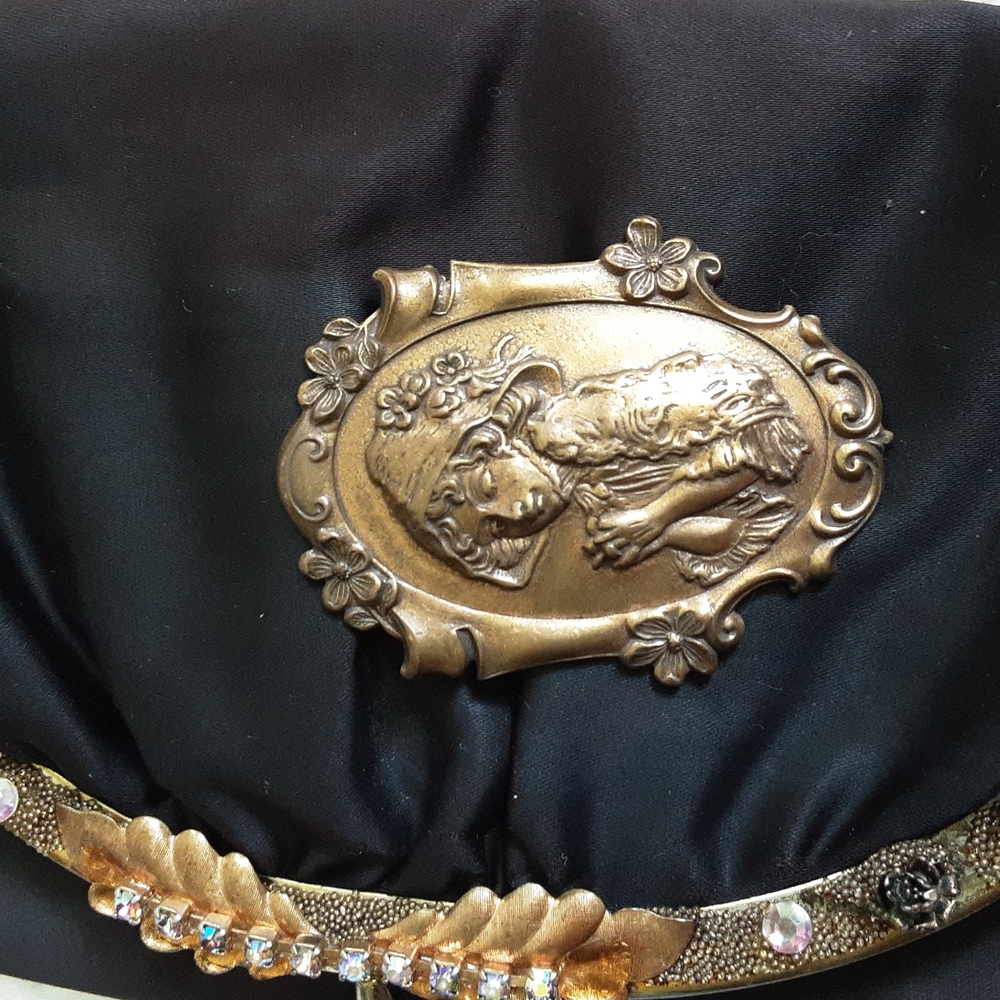 Vintage Hand Engraved Brass "Victorian" Brooch